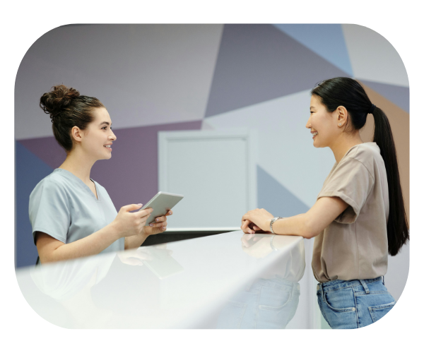 Patient checking in with provider